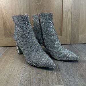 Betsey Johnson Women's Size 12 Ankle SB-Cady Boots Clear Rhinestones Disco 70s
